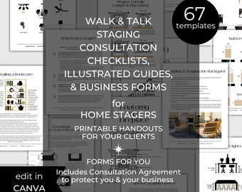 Home Staging Walk & Talk Consultation Template Bundle | Checklists, Guides, Contract, Business Forms for Real Estate Stagers | Edit in Canva