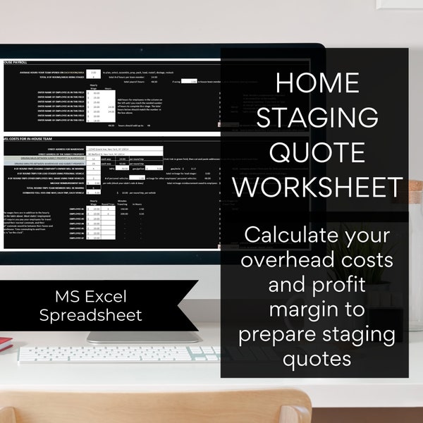 How to Charge for Home Staging | Quote Calculator for Stagers | Excel Spreadsheet | Calculate Costs & Profit Margin | Instant Download