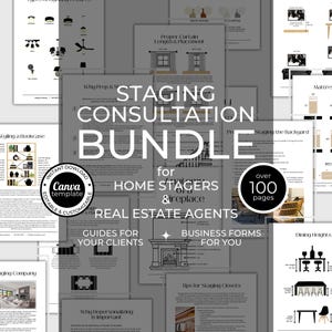 Home Staging Consultation Report Template Bundle | Checklists, Guides, Contract, Business Forms for Real Estate Stagers | Edit in Canva