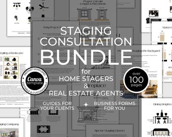 Home Staging Consultation Report Template Bundle | Checklists, Guides, Contract, Business Forms for Real Estate Stagers | Edit in Canva