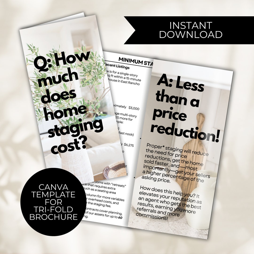 Home Staging Guide Canva Template Trifold Brochure How Much Does Home