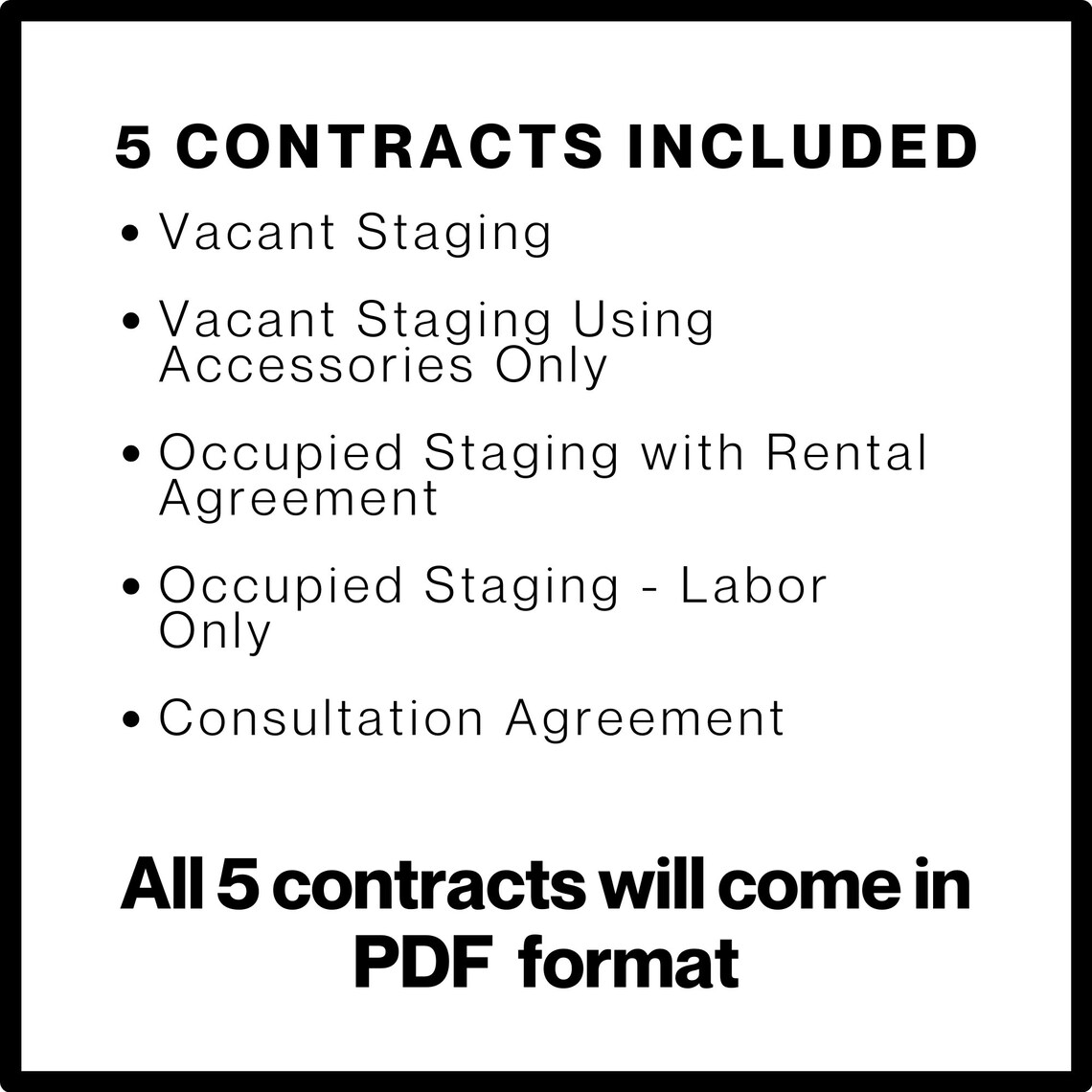 Home Staging Business Contract Bundle | PDF Format | 5 Agreement ...