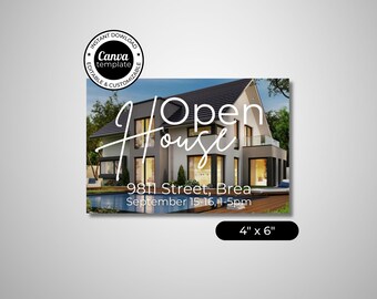 Real Estate Marketing | Open House Template | 6" x 4" Postcard | Editable in Canva