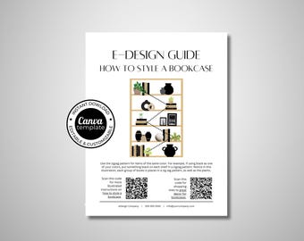 Interior Design Template | e-Design Guide | How to Style a Bookcase | Canva Template for Designer