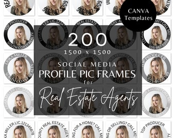 Social Media Profile Pic Frames | Real Estate Agent Branding, Marketing | Instagram, Facebook, LinkedIn | Editable Canva Templates