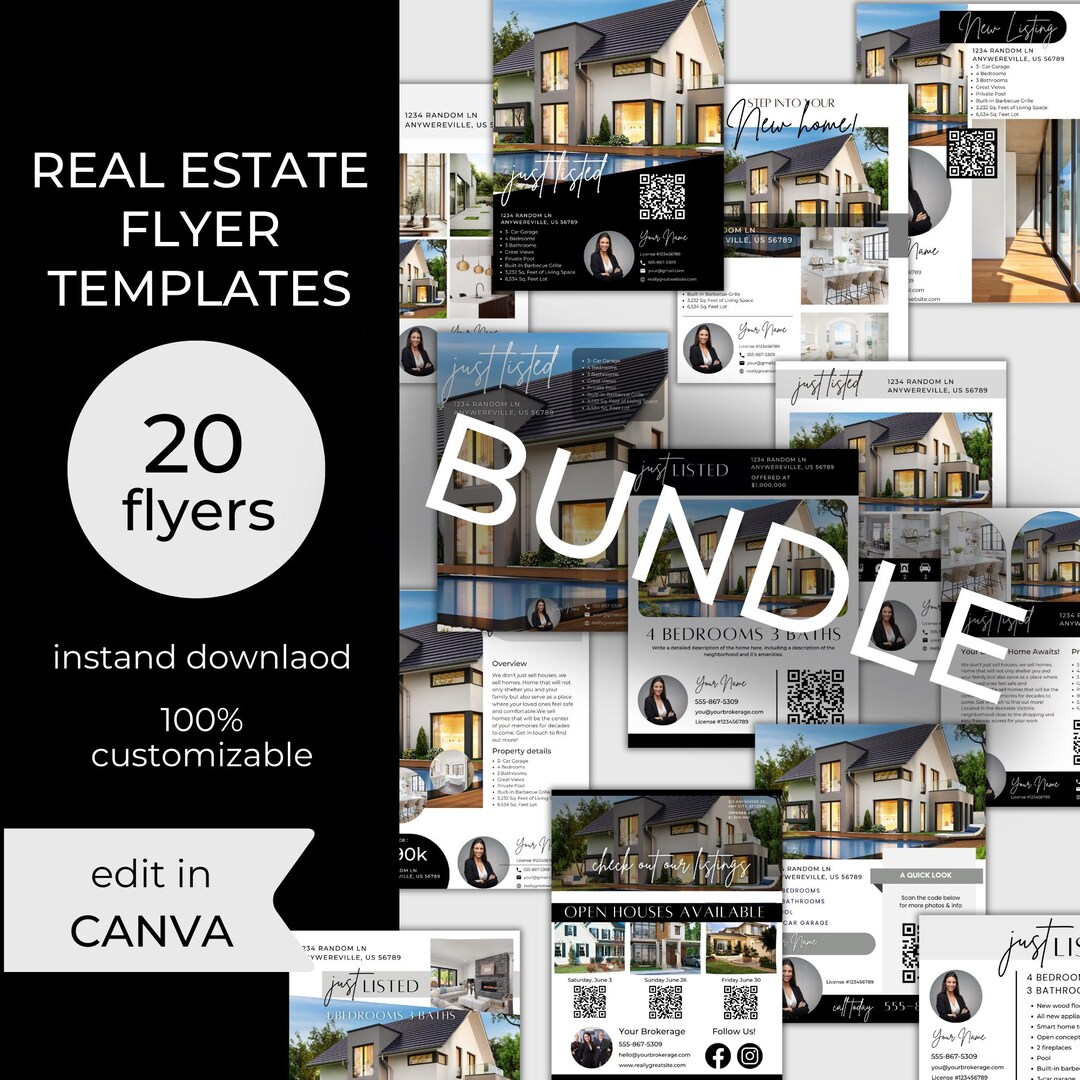 Real Estate Flyer Templates | Canva Editable Bundle (digital Download ...