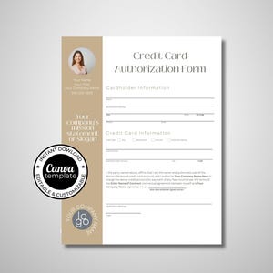 Formulario de autorización de tarjeta de crédito / Pagos automáticos recurrentes / Plantilla editable de Canva / Descarga digital instantánea / Estética neutra