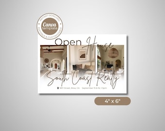 Real Estate Marketing | Open House Template | 6" x 4" Postcard | Editable in Canva