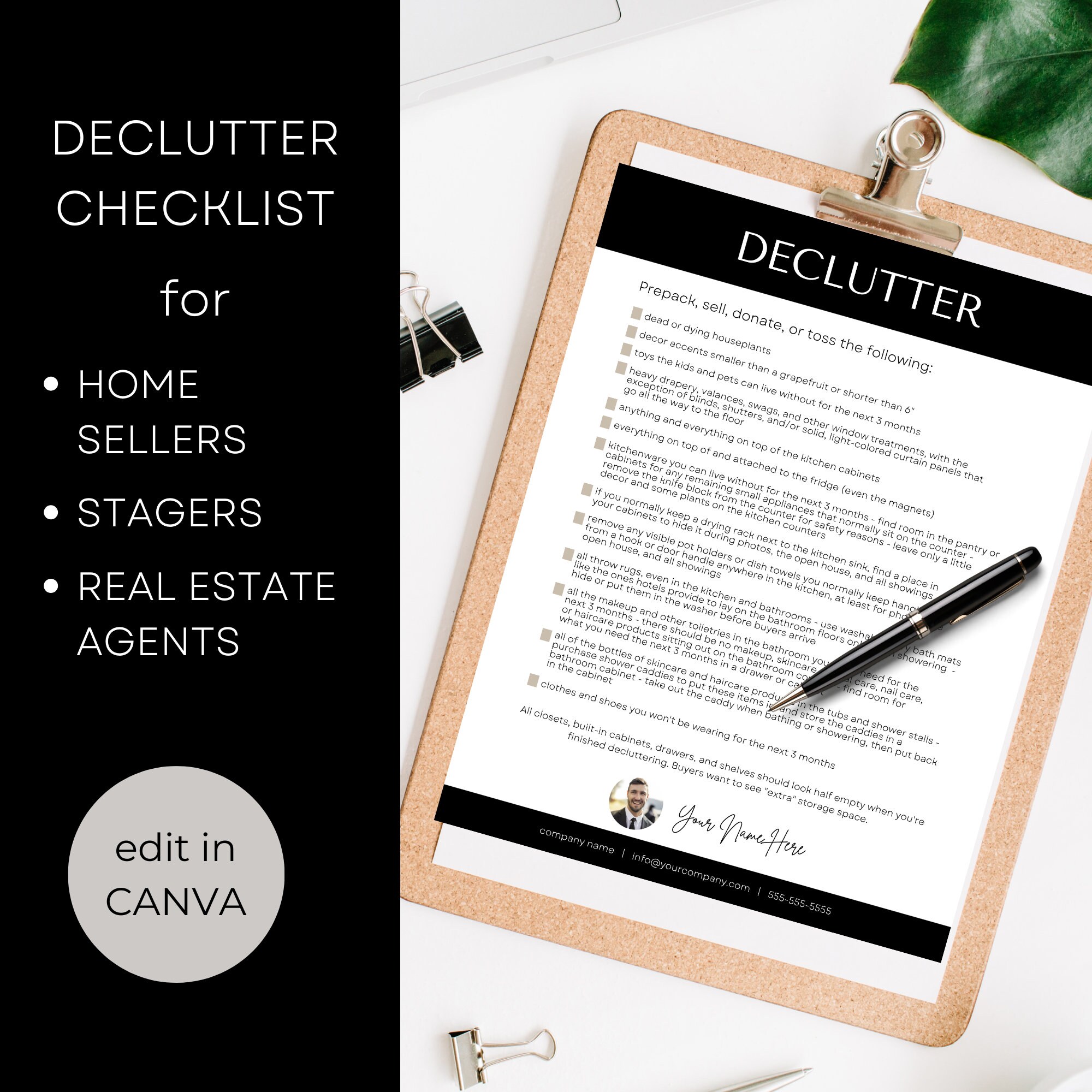 Home Staging Checklist | Pre Listing Declutter List | Canva Real Estate ...