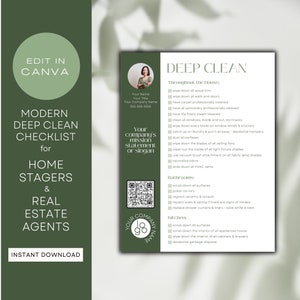 Deep Clean Checklist | Listing Prep Check List for Home Sellers | Editable Canva Template | Home Stagers, Staging Business | Real Estate