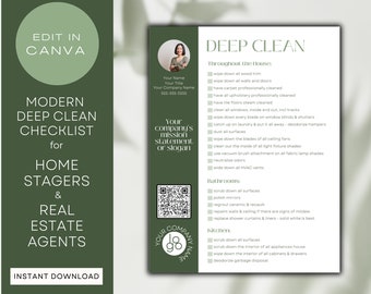 Deep Clean Checklist | Listing Prep Check List for Home Sellers | Editable Canva Template | Home Stagers, Staging Business | Real Estate