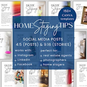 Social Media Posts for Home Stagers | Staging Tips | Editable Canva Templates | Marketing Content | Instagram, Facebook | Customizable