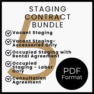 Home Staging Business Contract Bundle | PDF Format | 5 Agreement Templates for Real Estate Stagers | Editable, Customizable Instant Download
