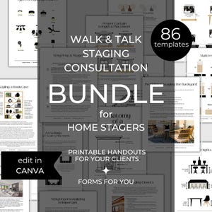 Home Staging Walk & Talk Consultation Template Bundle | Checklists, Guides, Contract, Business Forms for Real Estate Stagers | Edit in Canva