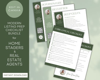 Home Staging Checklist Bundle | Declutter, Depersonalize, Deep Clean Guides | Editable Canva Templates for Home Stagers | Staging Company