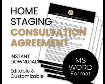 Home Staging Consultation Agreement for Real Estate Stagers | Instant Download | Editable Customizable Microsoft Word Format