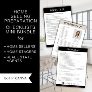 Home Staging Checklists Bundle | Declutter, Depersonalize, Deep Clean Check Lists for Sellers | Canva Templates for Stagers & Real Estate