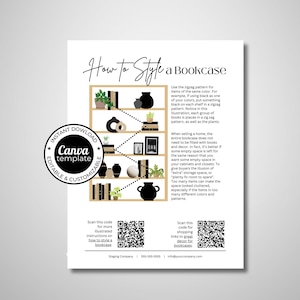 Home Staging Template | Consultation Guide: How to Style a Bookcase | Customizable & Edible in Canva