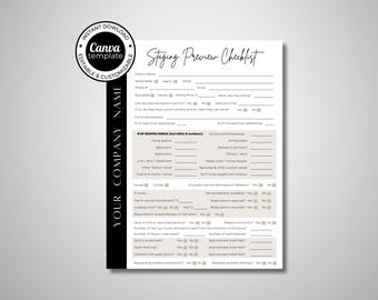 Staging Preview Checklist | Editable Canva Template | Walk-Through Check List for Home Stagers |  Planning