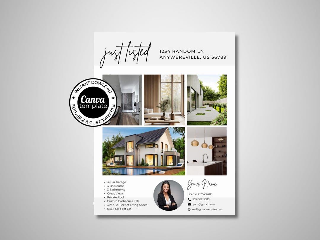 Real Estate Marketing Flyer | Canva Template | 8.5" X 11" - Etsy