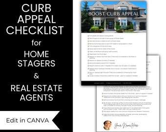 Home Staging List, Real Estate Template, Seller Checklist, Agent Pre Listing Presentation Packet, Guide, Form, Edit in Canva, Curb Appeal