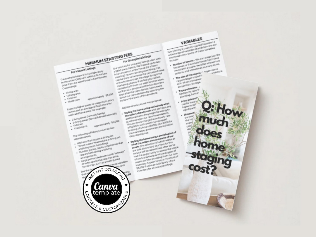 Home Staging Template | Trifold Brochure | Services Pricing Guide ...