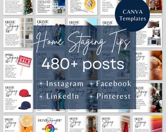 Social Media Posts | Home Staging Tips | Instagram Templates | Facebook Posts | Editable in Canva | For Real Estate Agents and Stagers