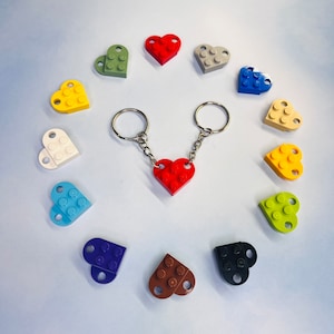 Lego Heart Keychain Set - Made with Authentic LEGO® Bricks - 13 Colors (Mix/Match)