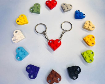 Lego Heart Keychain Set - Made with Authentic LEGO® Bricks - 13 Colors (Mix/Match)