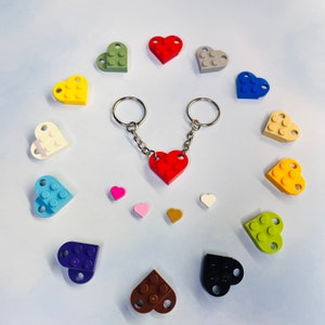 Lego Heart Keychain Set - Made with Authentic LEGO® Bricks - With 4 Mini Heart Accessories - 13 Colors (Mix/Match)