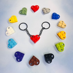 Lego Heart Keychain Set - Black - Made with Authentic LEGO® Bricks - 13 Colors (Mix/Match)