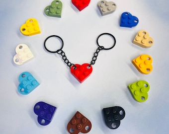 Lego Heart Keychain Set - Black - Made with Authentic LEGO® Bricks - 13 Colors (Mix/Match)