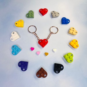 Lego Heart Keychain Set - Rose Gold - Made with Authentic LEGO® Bricks - With 4 Mini Heart Accessories - 13 Colors (Mix/Match)