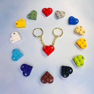 Lego Heart Keychain Set - Gold keychain - Made with Authentic LEGO® Bricks - 13 Colors (Mix/Match)
