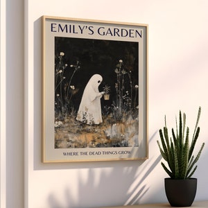 Ghost Wall Art, Personalized Gardener Name Sign For Wall, Custom Halloween Decoration, Ghost Poster, Gardener Art, Halloween Plant Lady