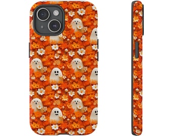 Halloween Ghost Phone Case: Floral Autumn iPhone 16 Pro Max, Samsung