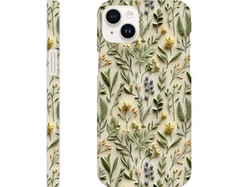 Cottagecore Herbalism Botanicals Pastel Phone case | Cute Vintage Boho 3D Floral Phone Cover | Naturecore Herb Garden Art | iPhone | Samsung