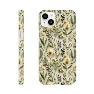 Cottagecore Herbalism Botanicals Pastel Phone case | Cute Vintage Boho 3D Floral Phone Cover | Naturecore Herb Garden Art | iPhone | Samsung