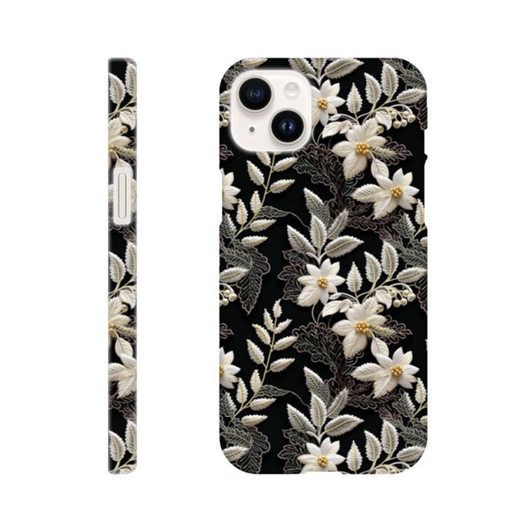 Classic Vintage Lace Embroidery Flowers Phone case | Cozy Season Floral Embroidered Phone Cover, Bloomcore Thread Work Art, iPhone | Samsung