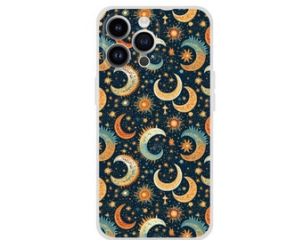 Celestial Moon Stars Phone Case: Magic Sun Graphic Cover