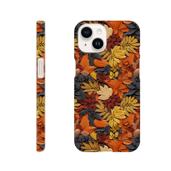 Autumn Fall Leaves Threadwork Cottagecore Phone Case | Embroidery Leaf Lace Style Phone Cover | Boho Abstract Dry Leaf | iPhone | Samsung