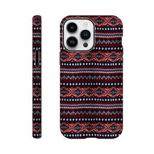 Fair Isle Knit Pattern Phone Case: Scottish Tartan Embroidery