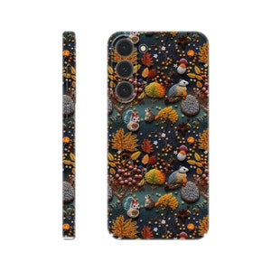 Woodland Animals Phone Case | Embroidered Squirrel, Owl & Hedgehog Galaxy S23 Plus