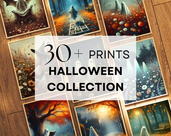 30 láminas vintage de Halloween: arte de pared espeluznante (descarga digital)