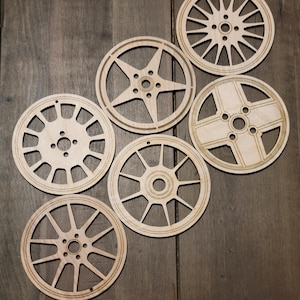 JDM EURO USDM Wheel Rim Drink Beverage Coasters - Wood