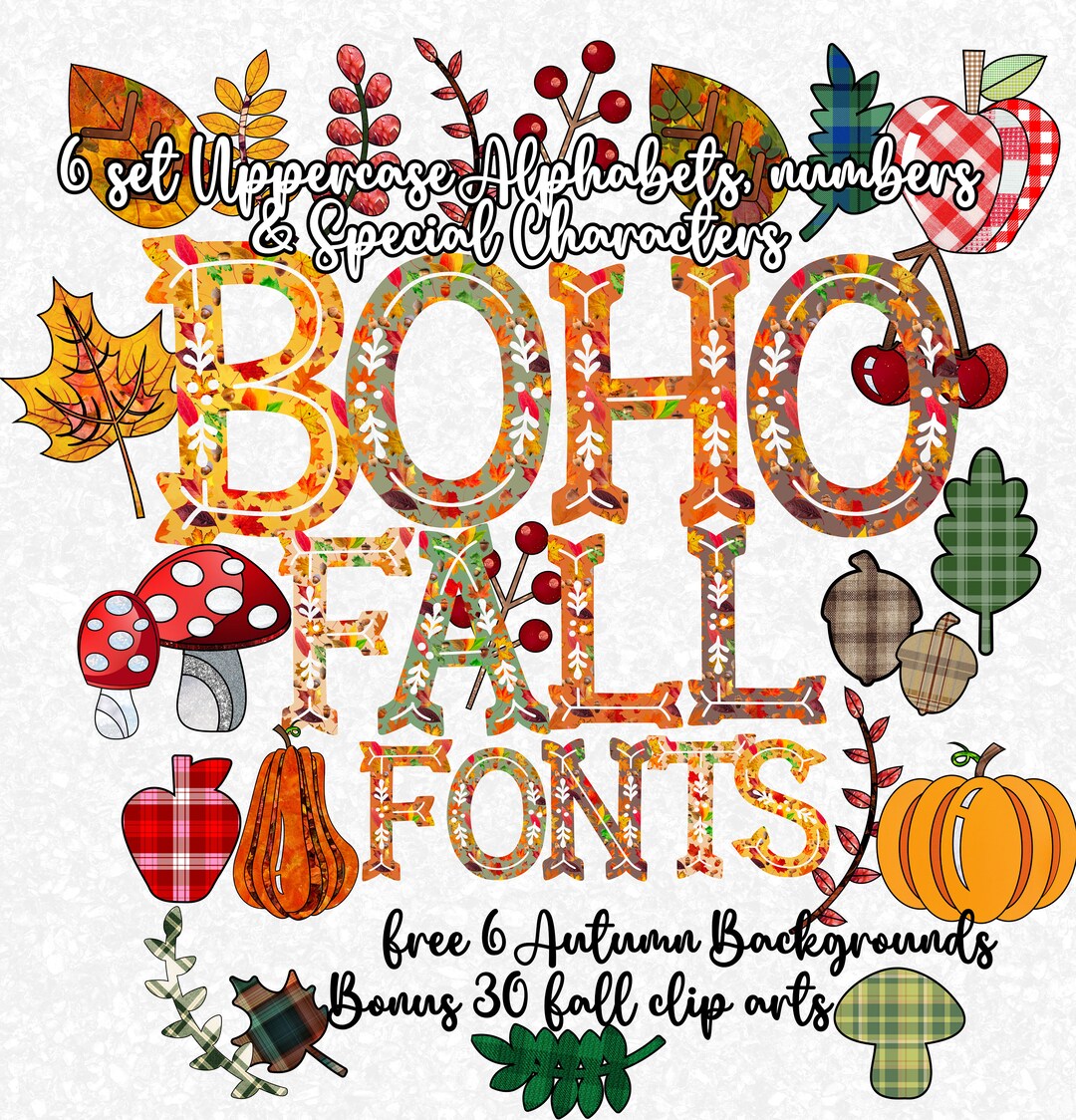 Autumn Boho Letters, Printable Boho Letters, Boho Letter Set, Autumn ...