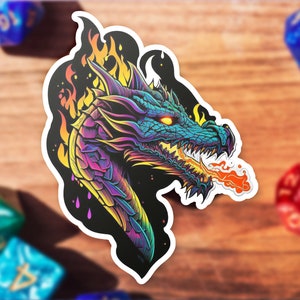 Fantasy Dragon Vinyl Sticker | Dungeons and Dragons Art | D&D Gifts | Kiss-Cut Stickers