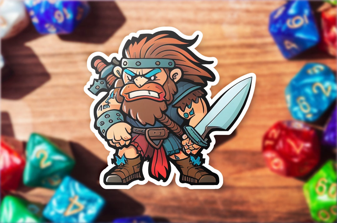 Raging Barbarian Sticker Dungeons and Dragons Art D&D Gifts Kiss-cut ...