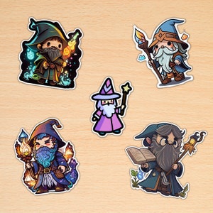 D&D Wizard Vinyl Sticker Sheet | Dungeons and Dragons Artwork | Character Class Art | Vinyl Sticker multipack