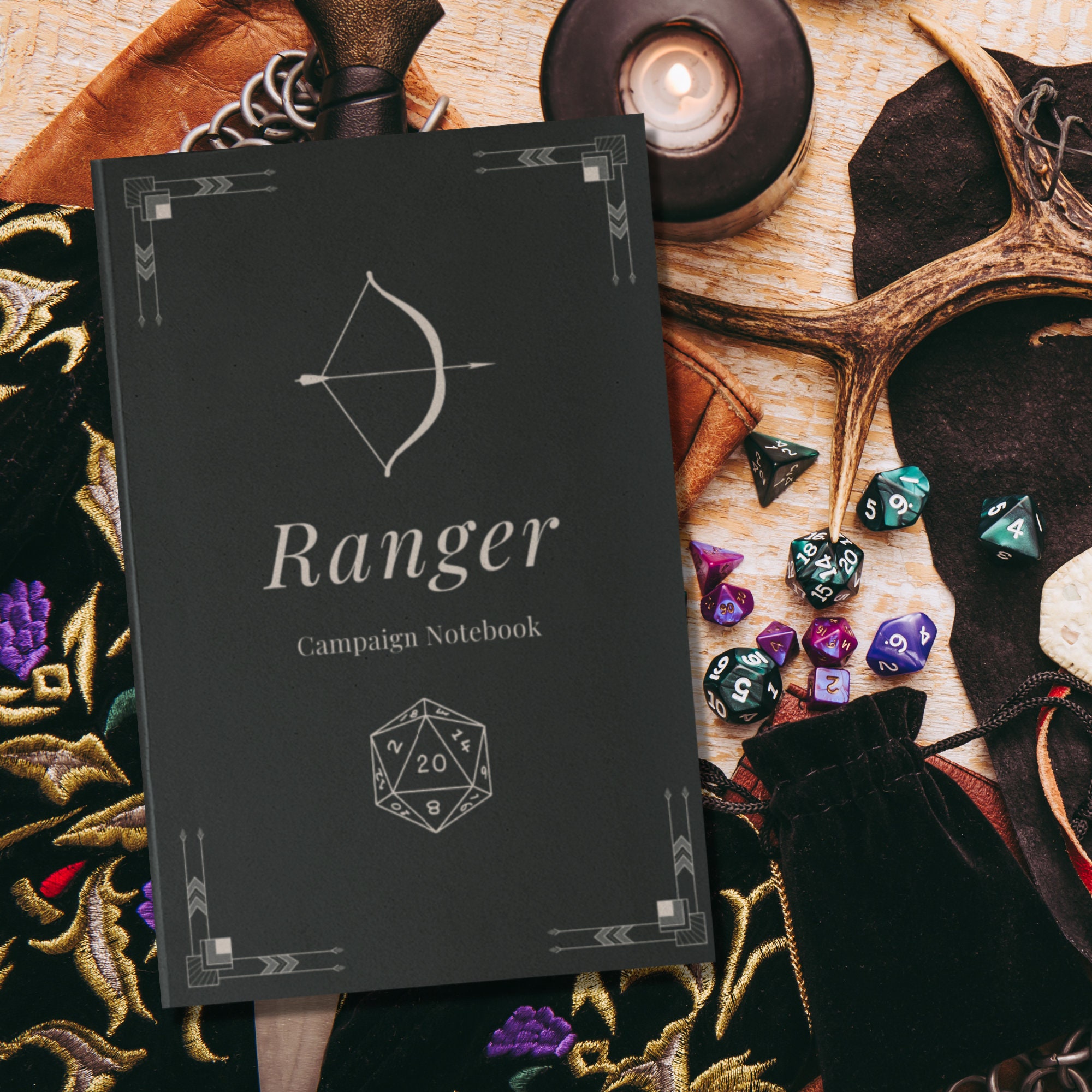 D&D Ranger Class Notebook | Dungeons and Dragons Ranger Class Journal Bow and Arrow | Campaign Notes for 5E Class | Hardcover Journal Matte